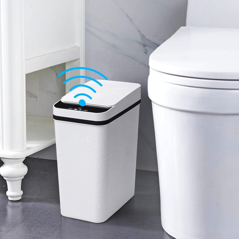 Anborry Bathroom Smart Touchless Trash Can 2.2 Gallon Automatic Motion Sensor Rubbish Can with Lid Electric Narrow Small Garbage Bin for Kitchen, Office, Living Room, Toilet, Bedroom, RV - Image 1